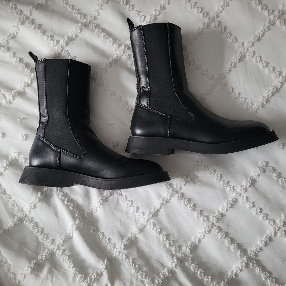 Zara Pull On Combat Boots, size 38